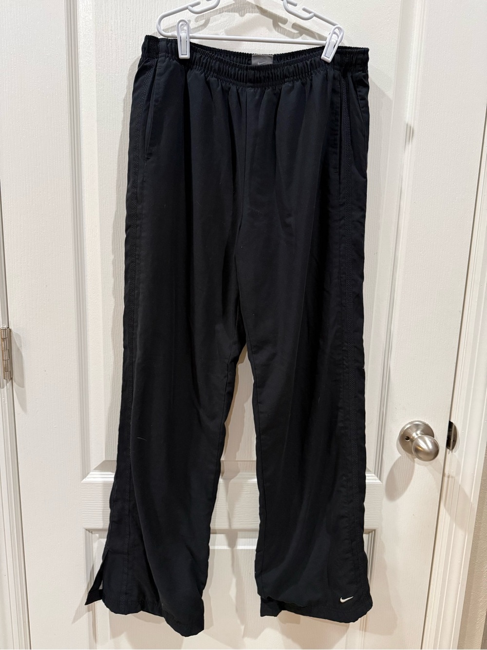 Nike Black Split Ankle Track Pants with Swoosh Tag